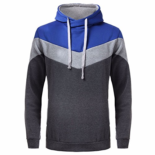 StyleDome Men's Pullover Novelty Color Block Hoodies Sweatshirt Outwear Jacket
