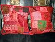 Indian Gift Idea- 2 Gorgious Red Sari Toss Pillow Cushion Covers and Free Shipping