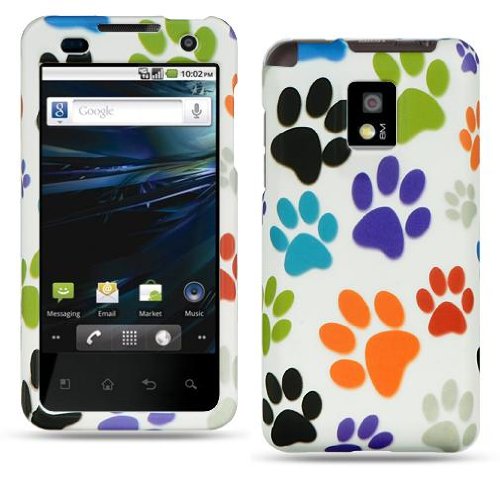 COLORFUL DOG PAWS Sanp-on Rubber Touch 2pcs Phone Protector Hard Cover Case for LG Optimus 2x G2X (T-Mobile)