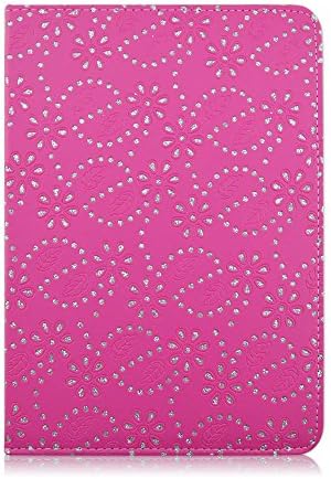 For Sprout Channel Cubby Tablet 16gb 7" Tablet Pink Rhinestone Synthetic Leather Flip Holder Support Case Fashion Cute with Soft TPU Cover Skin Folio Case Cover Stand.