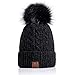PAGE ONE Women Winter Pom Pom Beanie Hats Warm Fleece Lined,Chunky Trendy Cute Chenille Knit Twist Cap/White