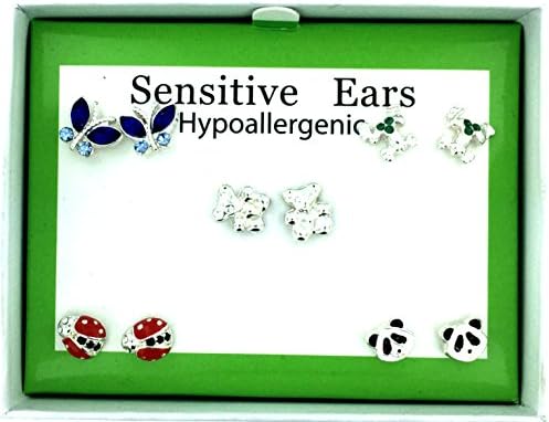 Teddy Bear Box Set Sensitive Ears Hypoallergenic Five Pair Stud Earring Jewelry