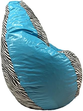 Large Tear Drop Zebra Bean Bag Chair (zebra/turquoise)