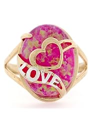 14k Solid Gold Heart Love Fushia Lab Opal Unique Ring