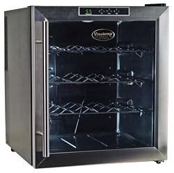 Vinotemp VT-16TEDS Thermo-Electric Digital 16-Bottle Wine Chiller, Black and Stainless