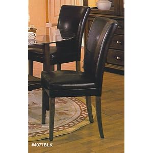 2 new Parson Chairs Black Leatherette With Cherry Legs by RAINBOW