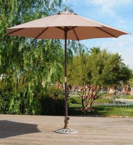9ft Outdoor Patio Parasol Rotating Tilt - Natural