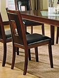 Set of 2 Dining Chairs with Black Upholstered Seat in Cherry Finish