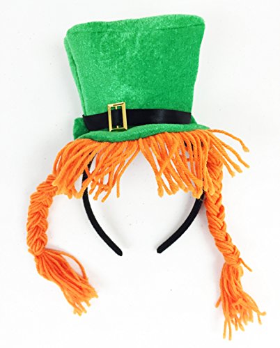St Patrick's Day Irish Top Hat Braided Orange Hair Head Band