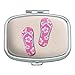 Pink Flip Flops on Sand with Hibiscus Flowers Sandals Beach Rectangle Pill Case Trinket Gift Box