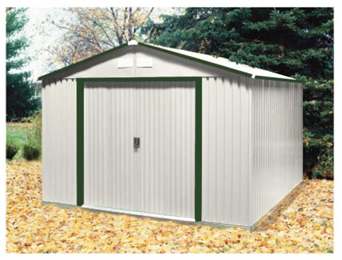 DuraMax Model 50411 10×10 Colossus Metal Shed, green trim