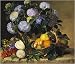 Hydrangea In An Urn And A Basket Of Fruit On A Ledge art print 30x35.0cm by Johan Laurents Jensen