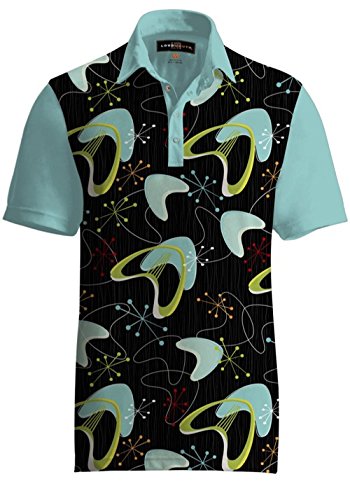 Loudmouth Golf Mens Polo - Fancy Boomerang Black - Size L