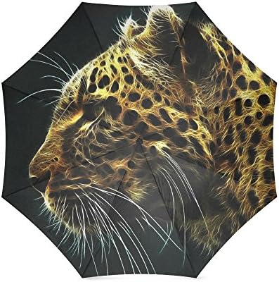Leopard Fur Print, Jaguar Print, Cheetah Print Folding Rain Umbrella/Parasol/Sun Umbrella, 8 Ribs