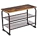 VASAGLE Industrial Shoe Bench Rack, 3-Tier Shoe Storage Shelf for Entryway Hallway Living Room, Wood Look Accent Furniture with Metal Frame, Easy Assembly ULMR32A