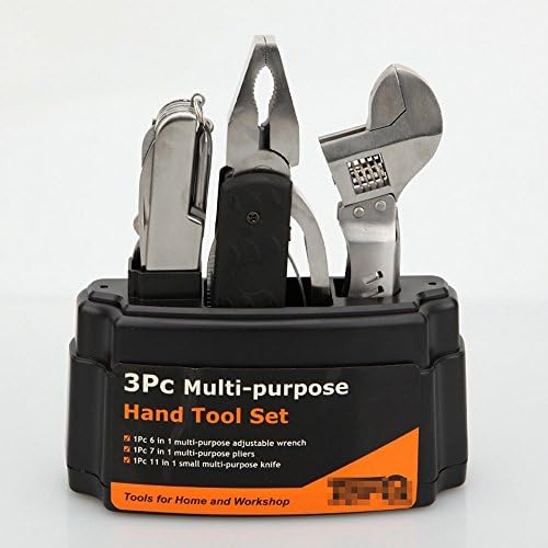 Coolshare 3 PC Multipurpose Handtool Set Adjustable Wrench Pliers Knife