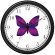 Purple & Violet Butterfly - JP Animal Wall Clock by WatchBuddy Timepieces (Hunter Green Frame)