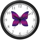 Purple & Violet Butterfly - JP Animal Wall Clock by WatchBuddy Timepieces (Hunter Green Frame)
