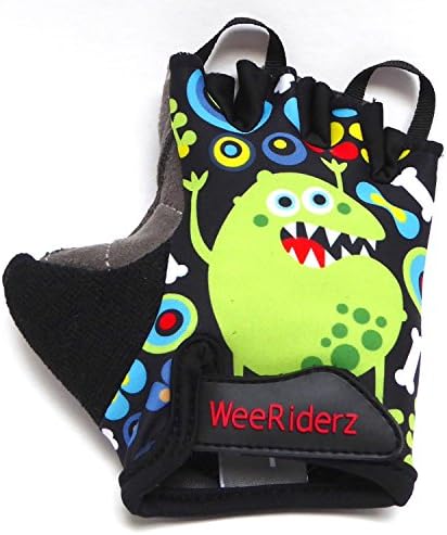 ZippyRooz Toddler & Little Kids Bike Gloves for Balance and Pedal Bicycles (Formerly WeeRiderz) For Ages 1-6 Years Old. 4 Designs for Boys & Girls (Monsters, Little Kids Large (5-6))