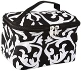 Cute! Cosmetic Makeup Bag Case Damask Print Black White Small