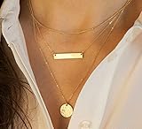 Women’s New Simple Bar Sequins Pendant Multilayer Alloy Short Necklace thumbnail