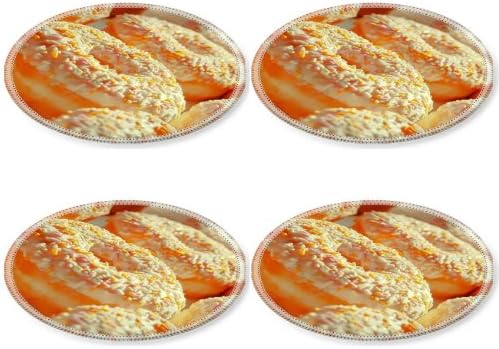 Donuts Macro Sweet Powder Sugar Sprinkle Round Coaster (4 Piece) Set Fabric Rubber 5 Inch Size Luxlady Coaster Cup Mug Can Water Bottle Drink Coasters Stain Resistance Collector Kit Kitchen Table Top Desk