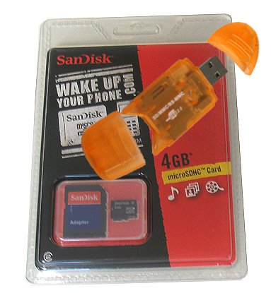 Secure Digital (SD) Multimedia Mobility Kit of Sandisk 4GB microSDHC, SD adapter and USB (Secure Digitial) SD High Speed Orange Color Card Reader / Writer