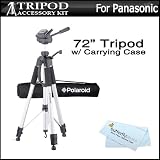 Pro 72 Super Strong Tripod With Deluxe Soft Carrying Case For Panasonic Lumix DMC-ZS15, DMC-ZS20, DMC-FH8, DMC-FH6, DMC-FH4, DMC-TS20, DMC-S2, DMC-S5, DMC-SZ1, DMC-SZ7, DMC-TS4 Digital Camera