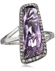 Sterling Silver Fancy Amethyst Diamond Ring (1/5 cttw, I-J Color, I2-I3 Clarity), Size 7
