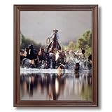 Horse Roundup Western Rodeo Cowboy Animal Picture Framed Art Print