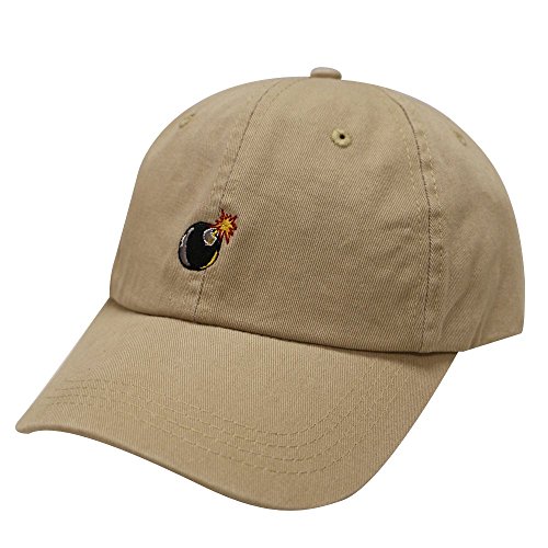 City Hunter C104 Bomb Small Embroidery Cotton Baseball Cap 14 Colors (Khaki)