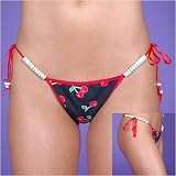 Tastywear - The New Line of Candy-Laced Lingerie - Black Cherry Lace Thong-style Side-tie Panties with Colorful and "Tasty" Candies