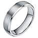 6MM Tungsten Metal Dome Brushed High Polished Beveled Edge Comfort Fit Wedding Band Ring Size 4-13