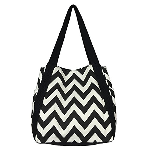Fashion Prints Medium Roomy Canvas Tote Bag w/Button Closure EM3019