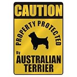 CAUTION PROPERTY PROTECTED BY AUSTRALIAN SHEPHERD PARKING SIGN DOG