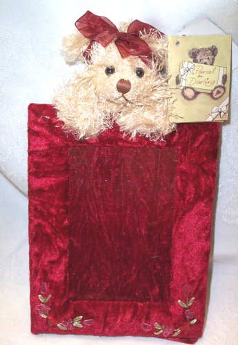 51M9T8ovoZL Crushed Red Velvet Teddy Bear Photo Frame