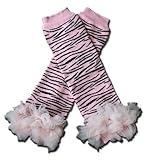 LIGHT PINK ZEBRA CHIFFON RUFFLES Baby Sweet Leggings/Leggies/Leg Warmers for Cloth Diapers - Little Girls & ONE SIZE by "BubuBibi"