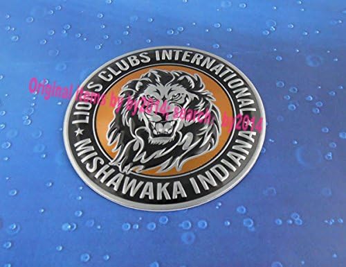 Aluminium Auto LIONS CLUBS INTERNATIONAL MISHAWAKA INDIANA for all cars Emblem Badge Sticker
