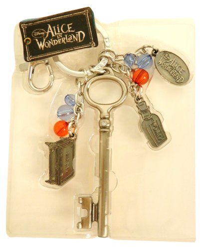 Disney Pewter Dangle Key Ring - with Eat Me Cake Box / Drink Me Bottle and Key Dangles