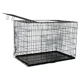Black 36" 3 Door Pet Folding Dog Crate Cage Kennel w/ABS Tray