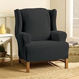 Stretch Pearson Wing Chair Slipcover - Ebony