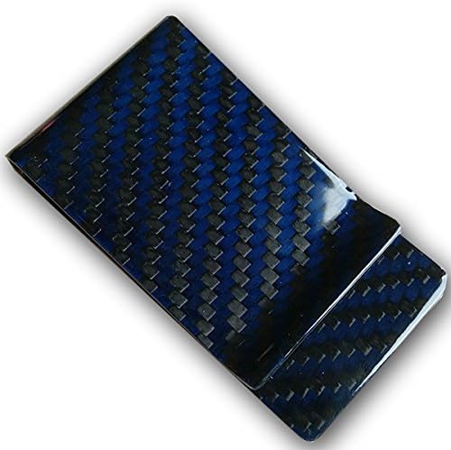 Marina Blue Genuine Carbon Fiber Glossy Money Clip Credit Card Business Card Cash Holder