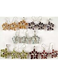 Lot of Five Fine Cut Gemstone Pendants & Earrings Sets(Citrine, Iolite, Blue Topaz, Peridot & Garnet