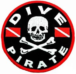Dive Pirate Patch Embroidered Iron On Scuba Diving Jolly Roger Skull Crossbones Emblem Souvenir