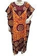 Cotton Kaftan Yellow Maroon Printed Caftan
