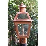 Gas Light America GL011 Old New Orleans Series Copper Natural Gas Light With Open Flame Burner On Post Mount