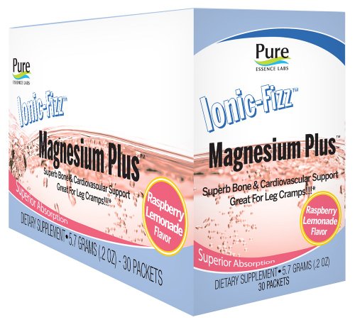 Pure Essence Labs Ionic-Fizz Magnesium Plus Mineral Supplement, Raspberry, Lemonade, 30 Count