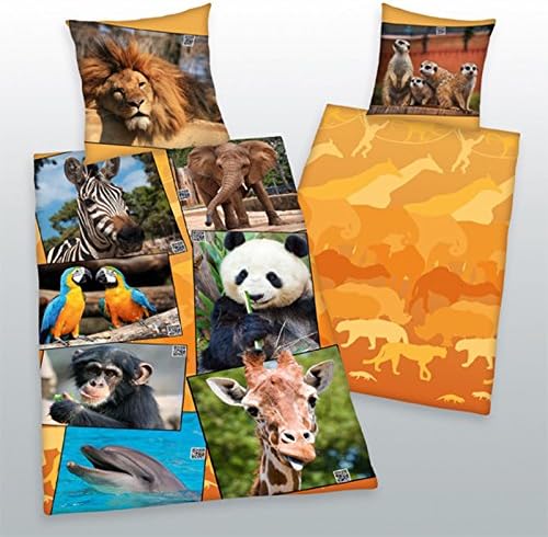 Animals Single/US Twin Cotton Duvet Cover and Pillowcase Set