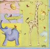 Caspari Set of 2 Animal Collage Set of 20 Paper Lunch Napkins
