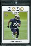 2008 Topps # 415 Vince Hall ( Virginia Tech ) RC - Rookie Card - St. Louis Rams - NFL Trading Cards in a Protective Display Case!